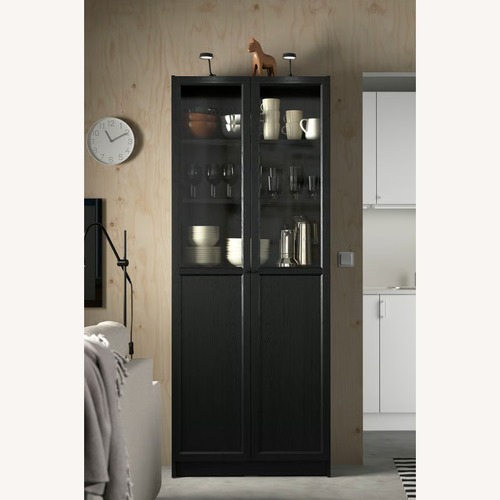 Used IKEA BILLY / OXBERG Black Bookcase for sale on AptDeco