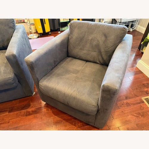 Used Cort Furniture Levi Blue Fabric Armchair for sale on AptDeco