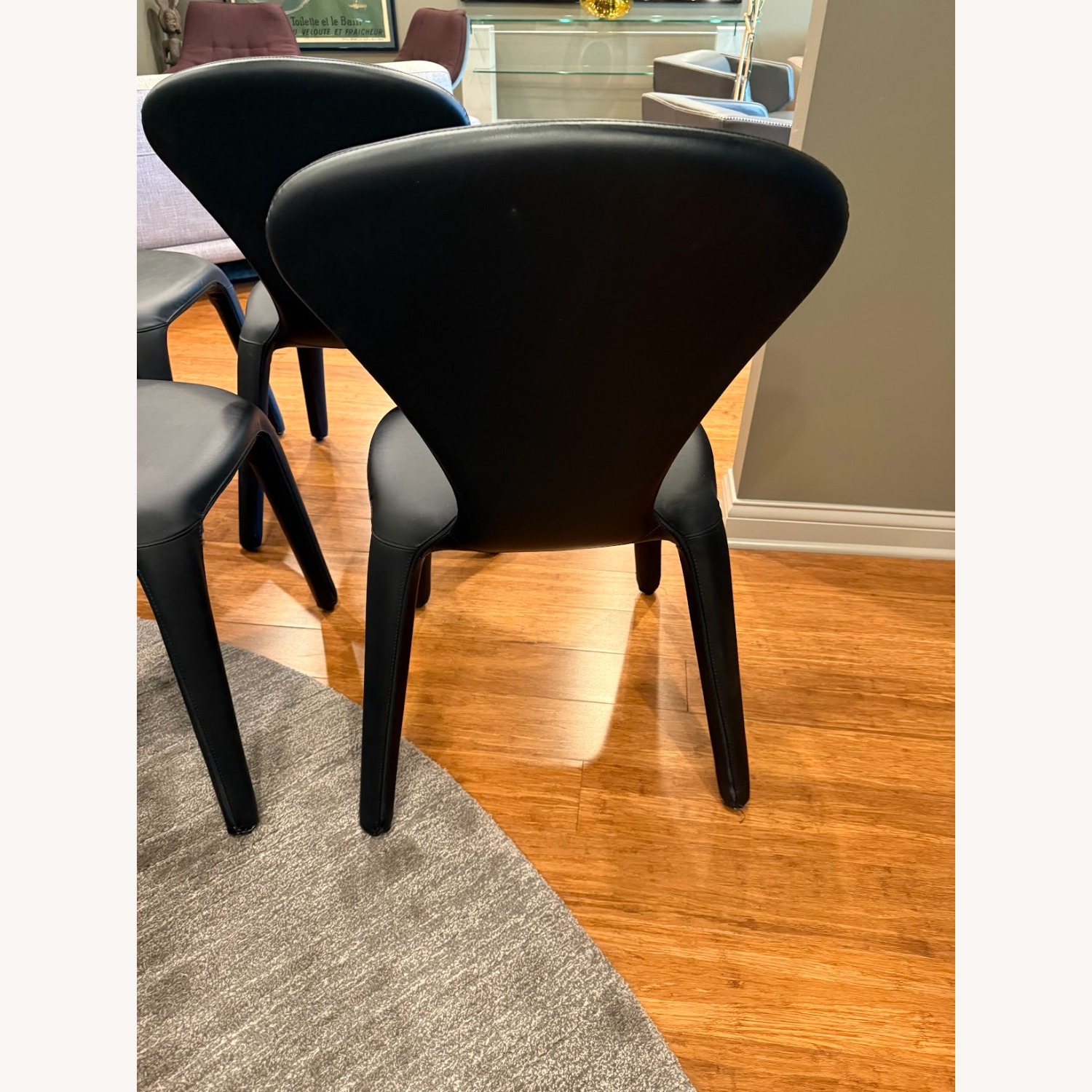 Roche Bobois Marylin Black Leather Dining Chairs - image-3