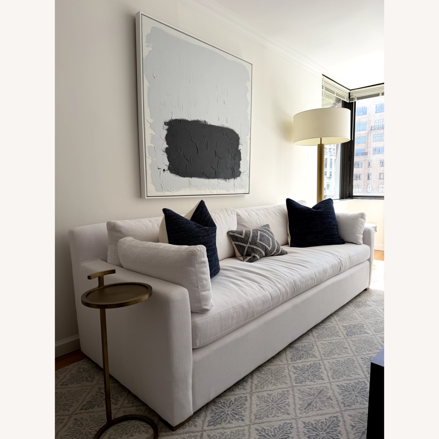 Restoration Hardware White Fabric 3+ Seater Sofa - image-2