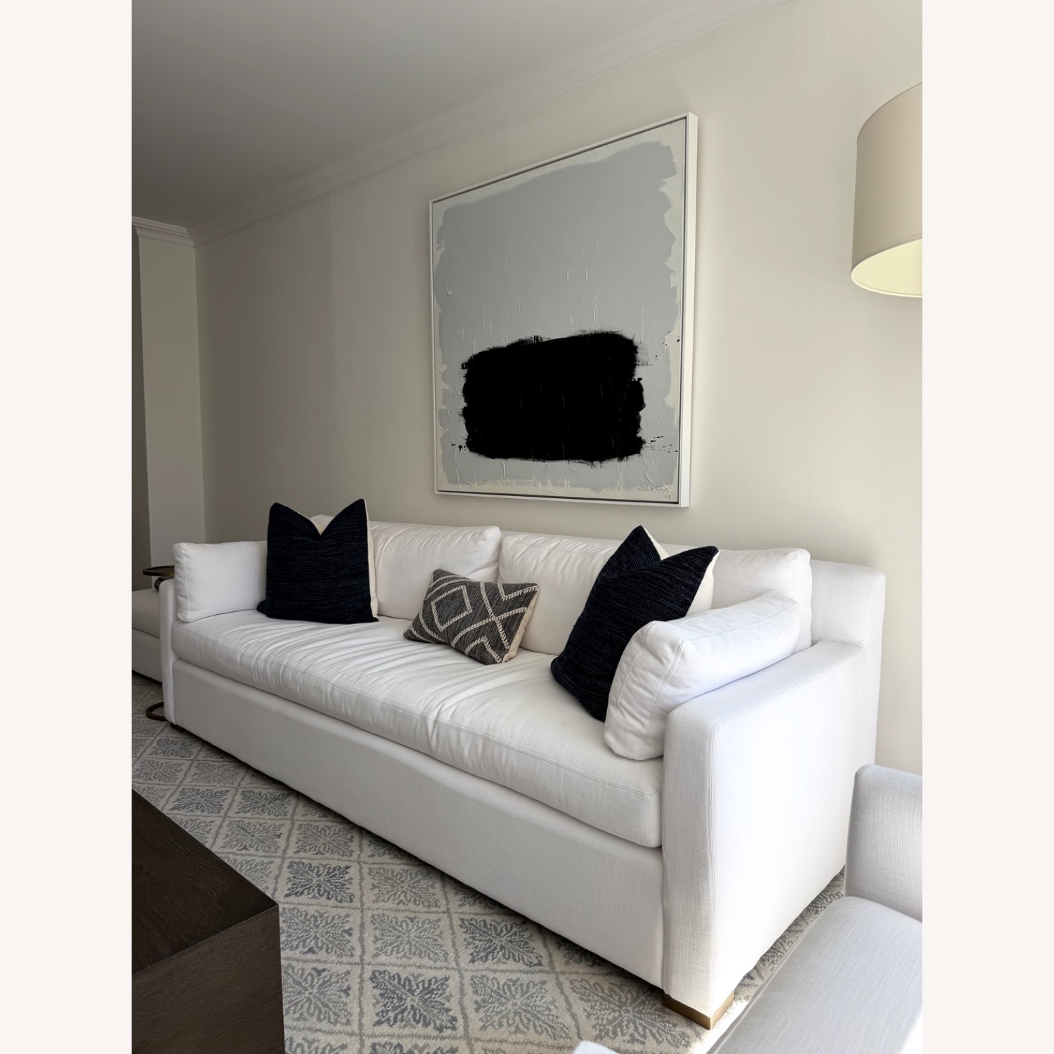 Restoration Hardware White Fabric 3+ Seater Sofa - image-1