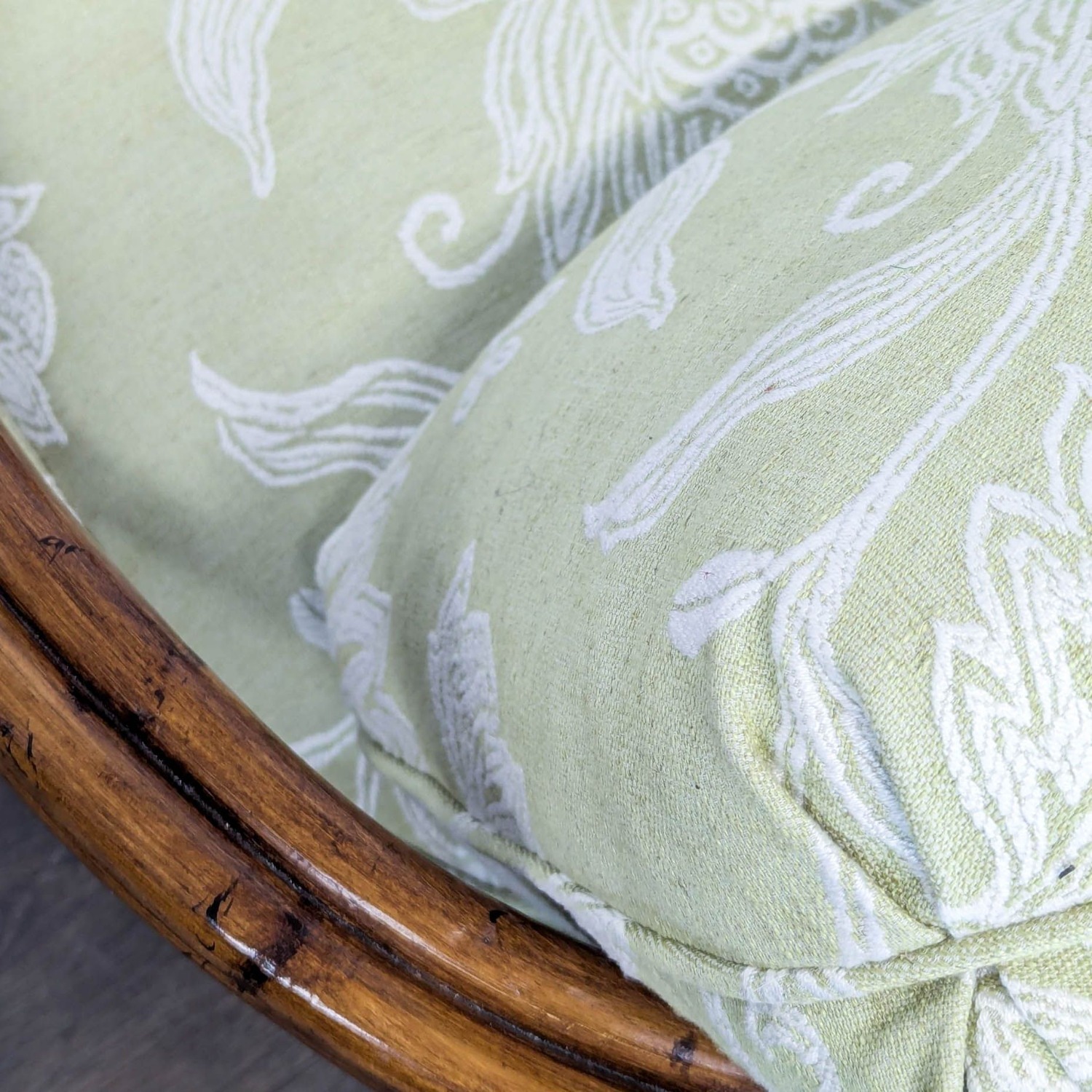 Rattan Lounge Chair with Floral Green Cushions	 - image-4