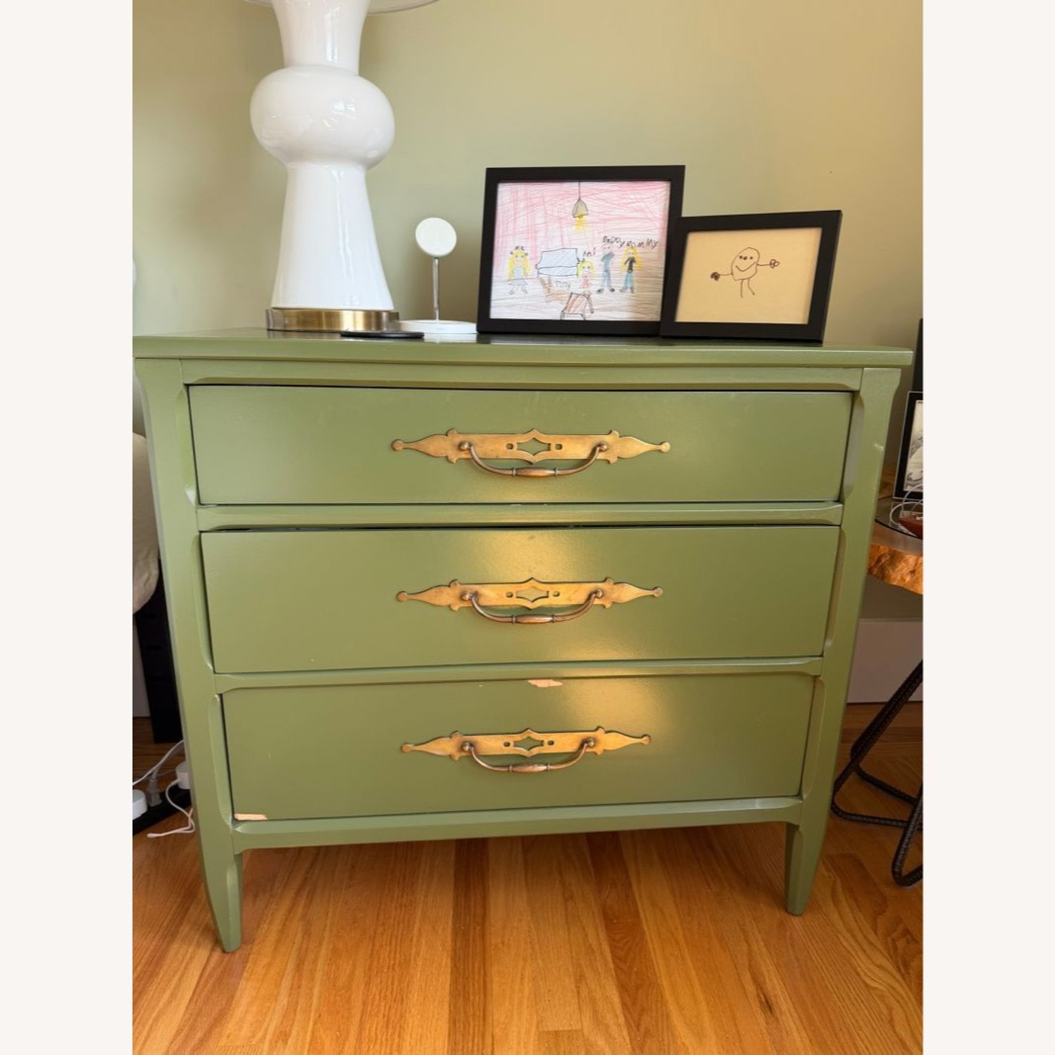 Three Drawer Nightstand with Metal Hardware	 - image-1