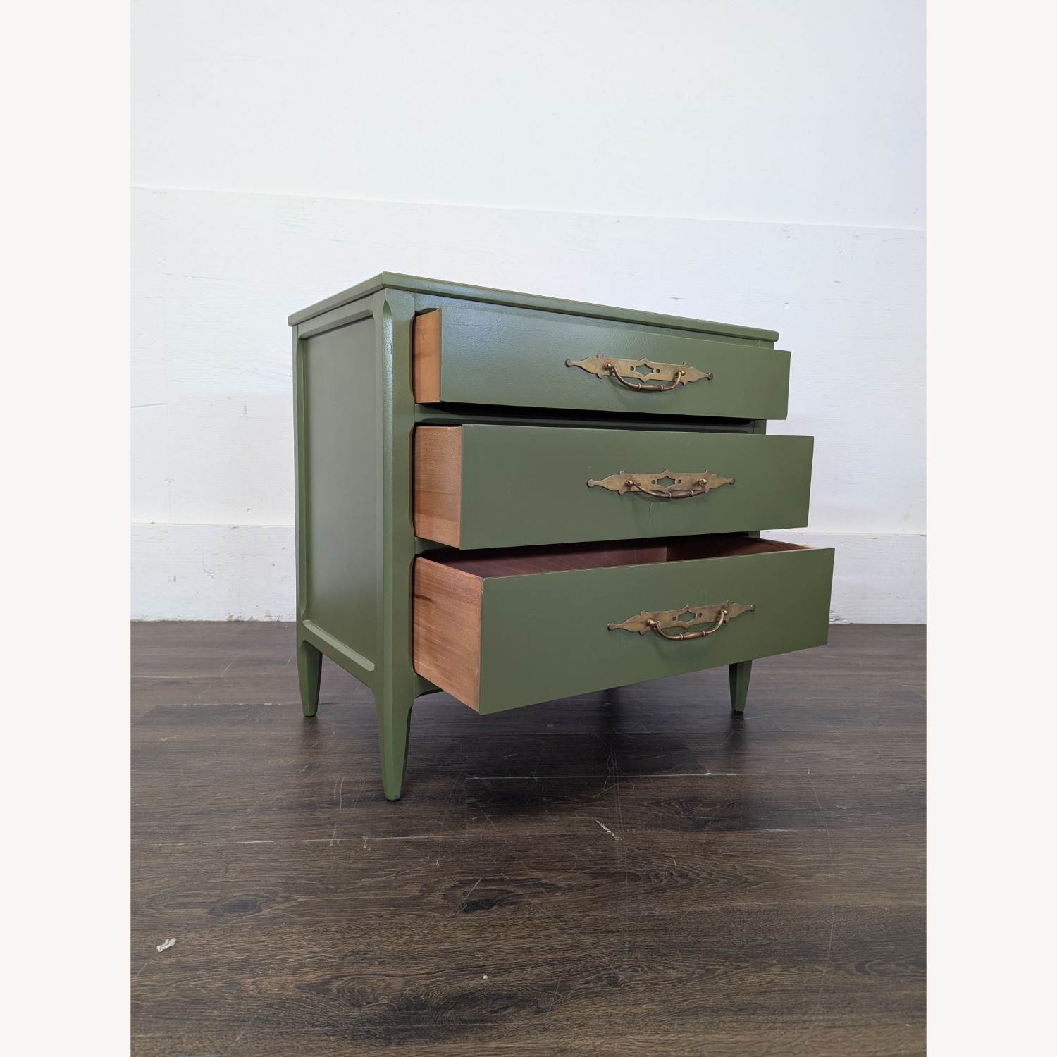 Three Drawer Nightstand with Metal Hardware	 - image-6