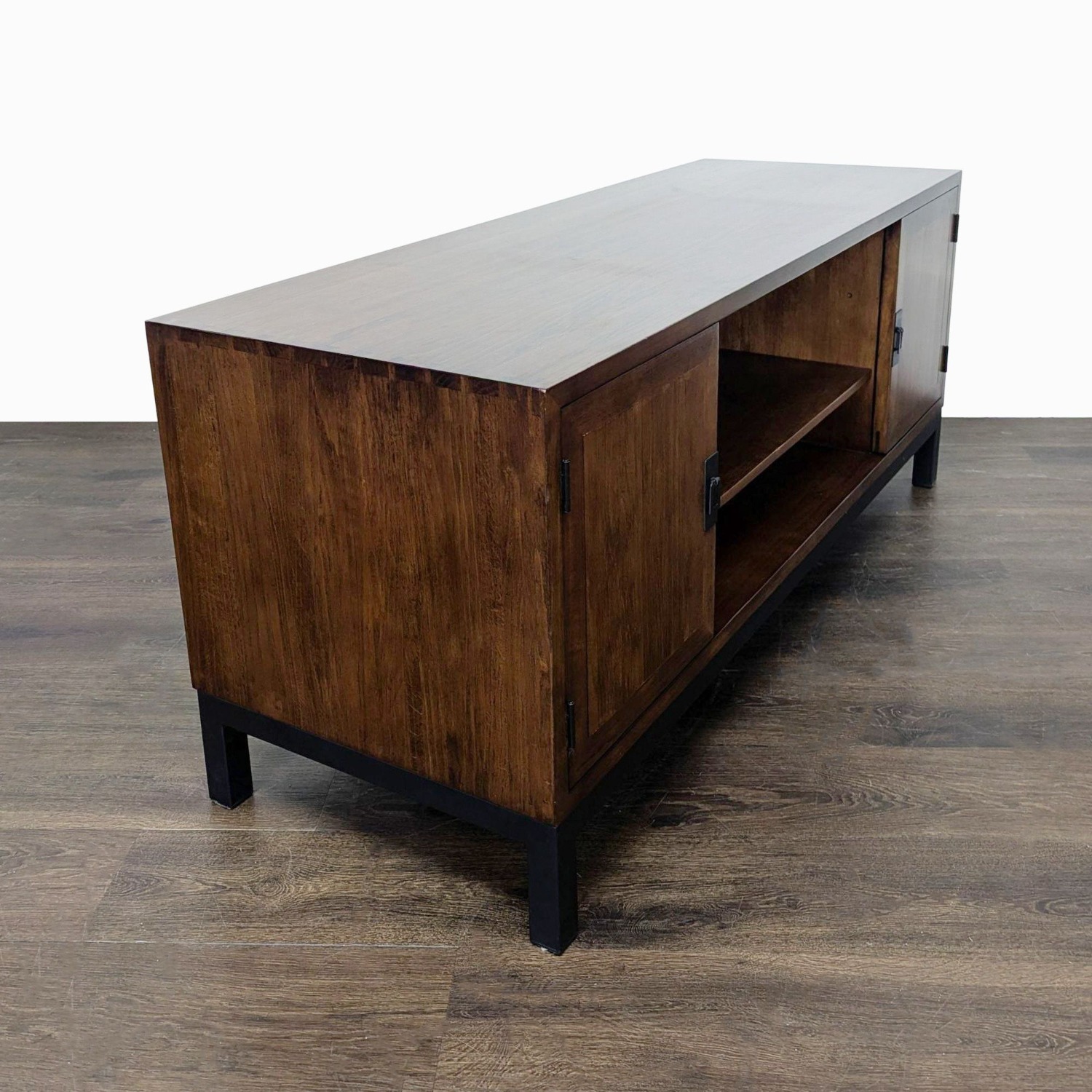 Wood Media Console on Metal Base - image-5