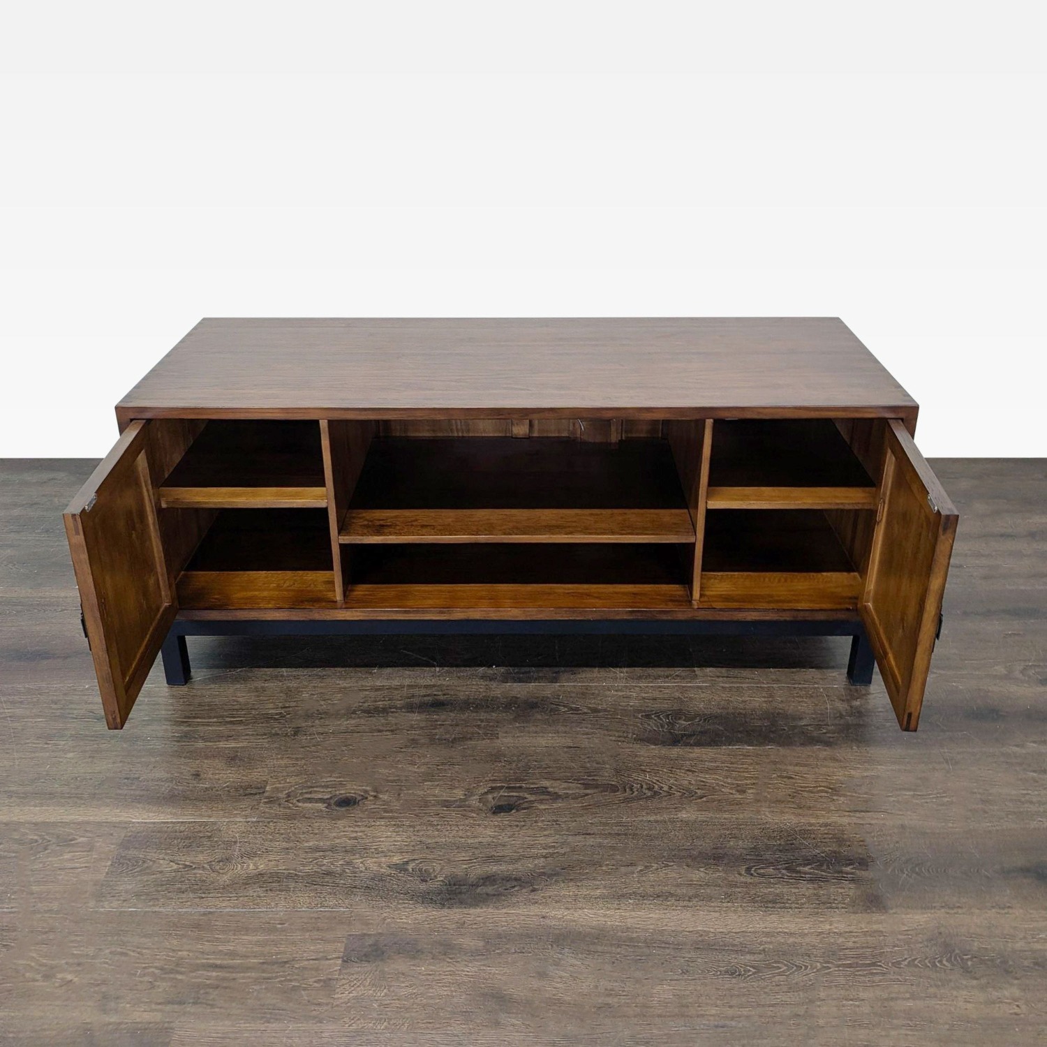 Wood Media Console on Metal Base - image-4