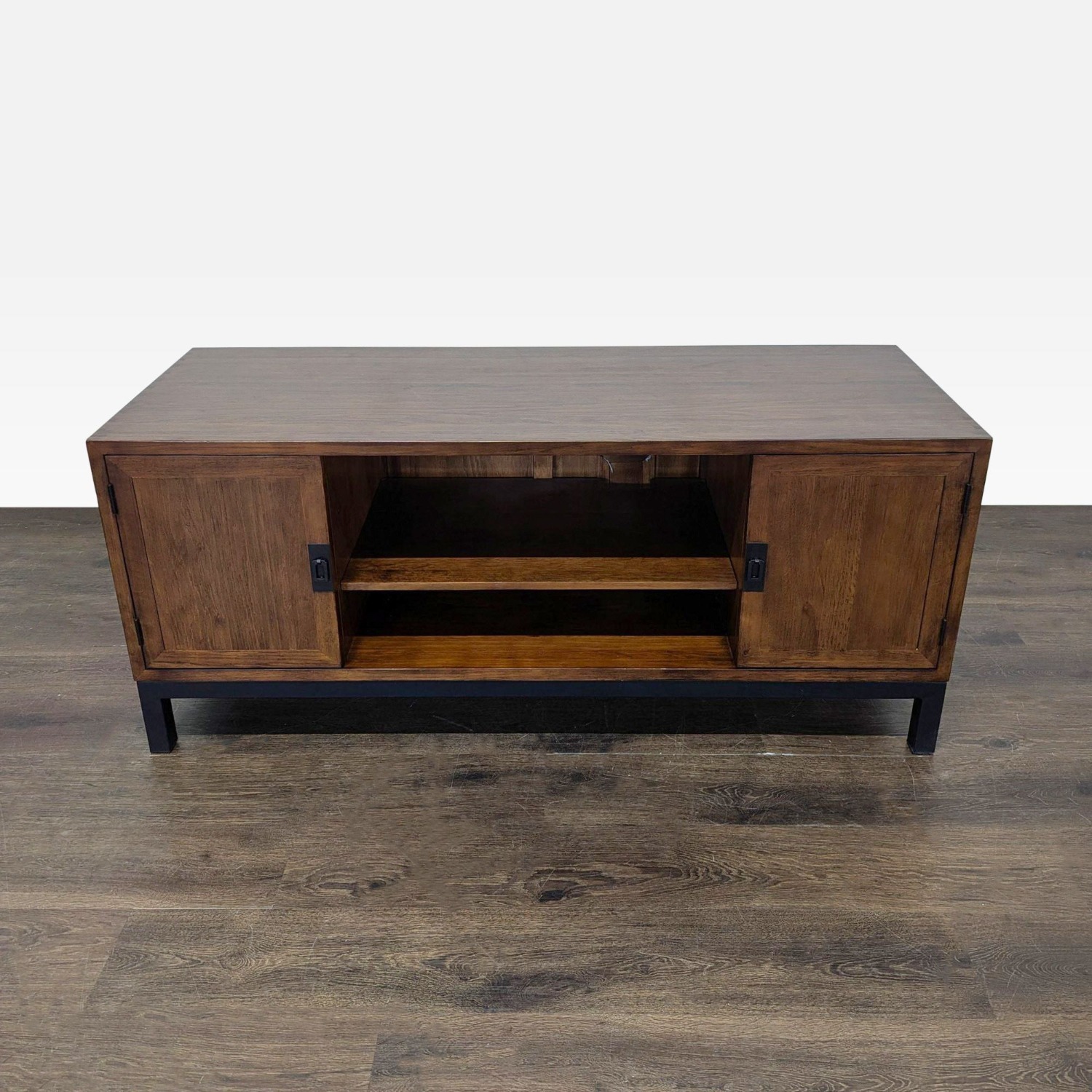 Wood Media Console on Metal Base - image-7