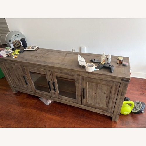 Used Macy's Rustic Wood Media Console for sale on AptDeco