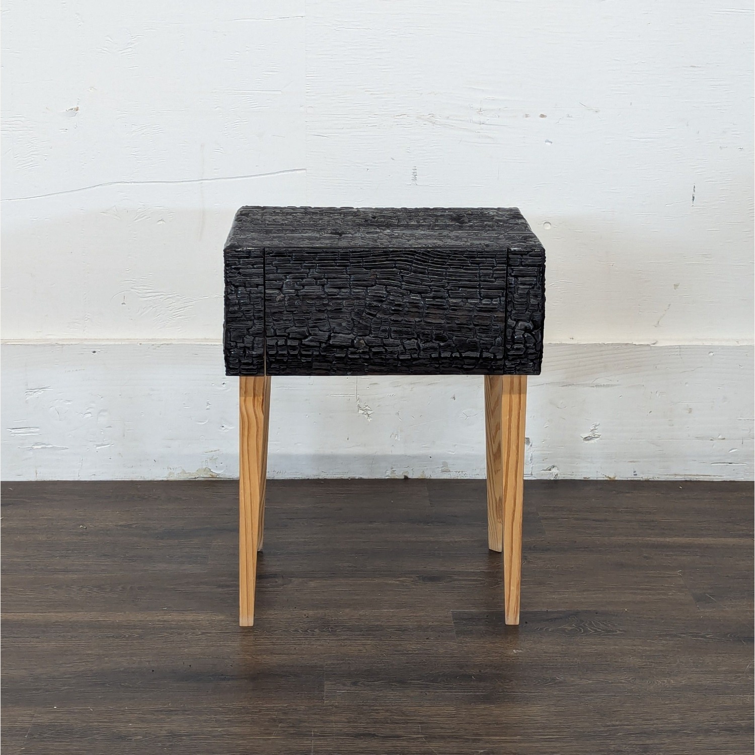 Charred Geometric "Commode" Nightstand	 - image-2
