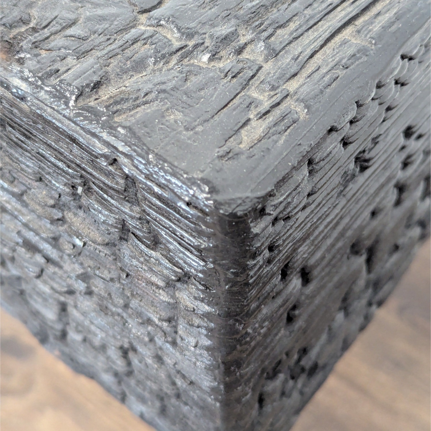 Charred Geometric "Commode" Nightstand	 - image-5