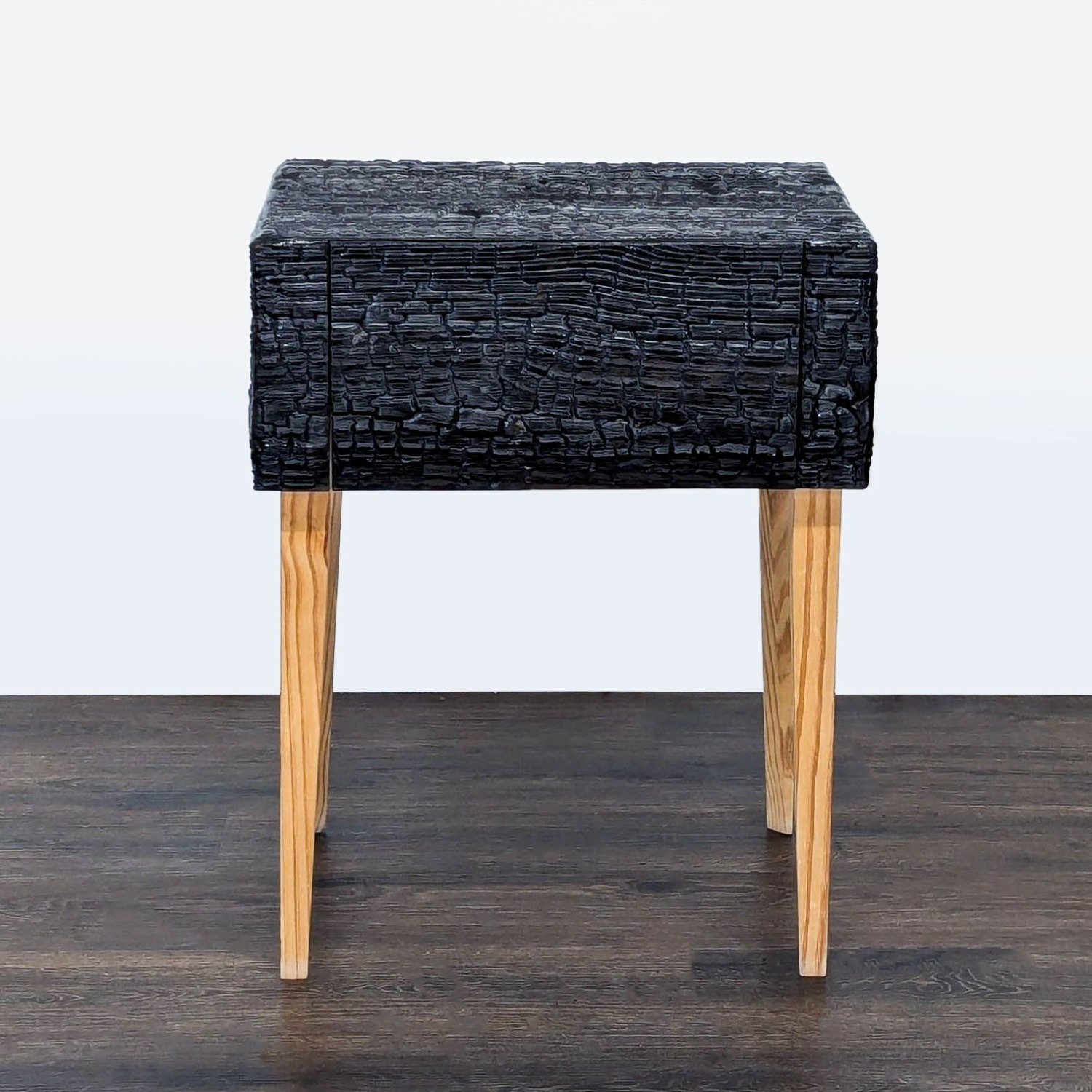 Charred Geometric "Commode" Nightstand	 - image-4
