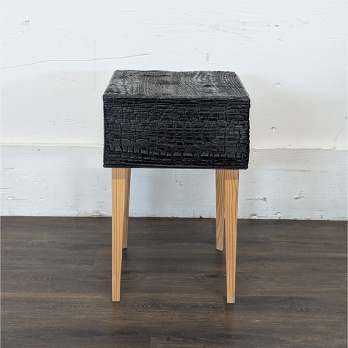 Used Charred Geometric "Commode" Nightstand for sale on AptDeco