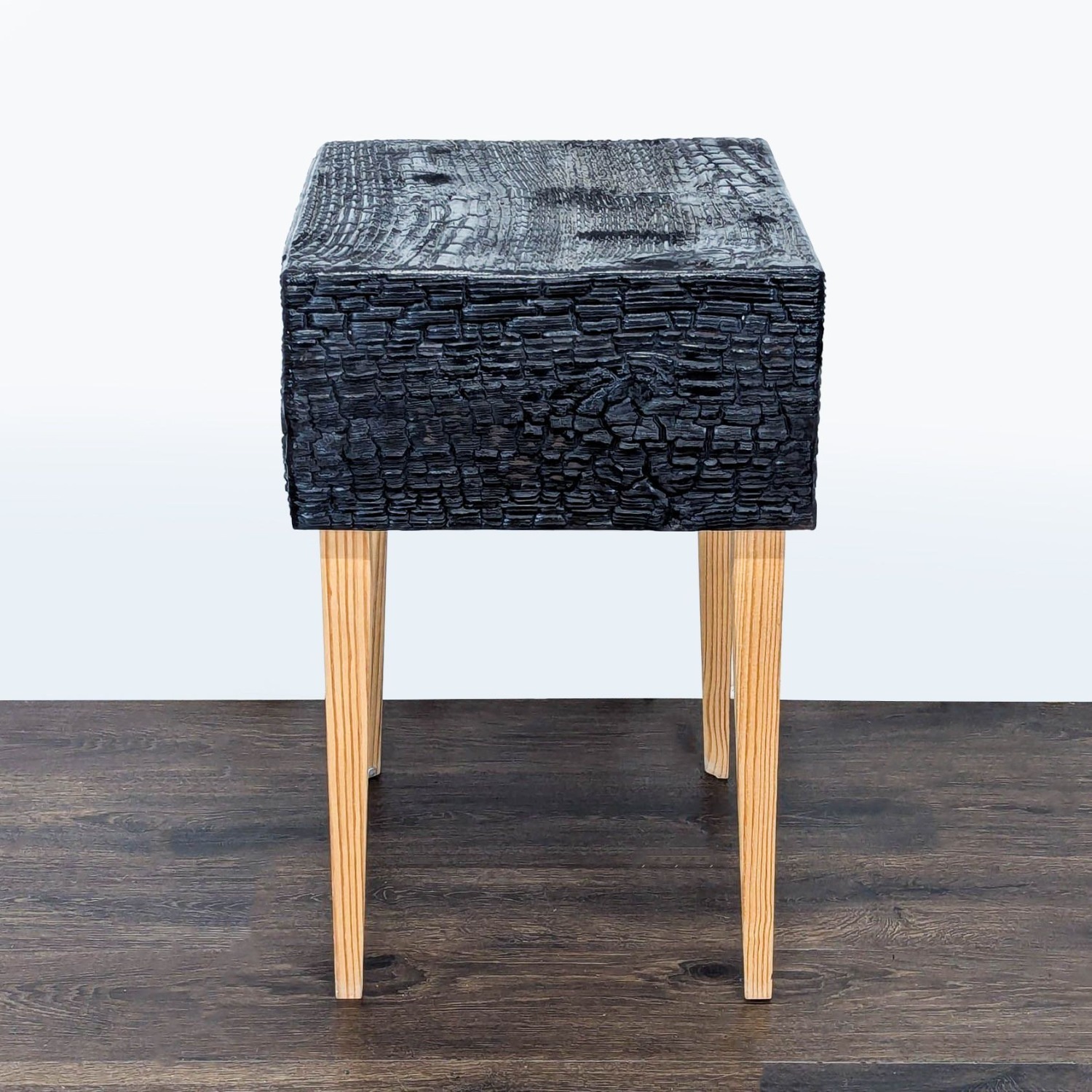 Charred Geometric "Commode" Nightstand	 - image-3