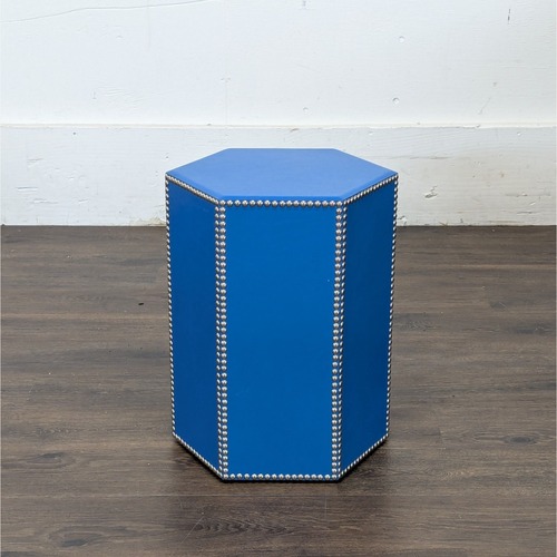 Used Wisteria Blue Hide Stool for sale on AptDeco