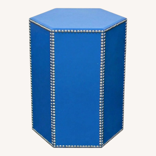 Used Wisteria Blue Hide Stool for sale on AptDeco