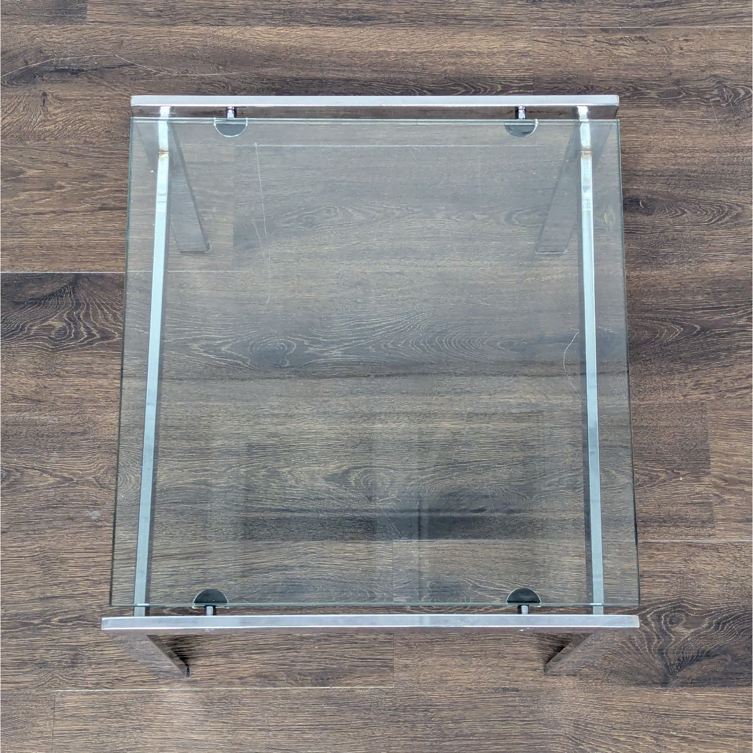 Glass and Chrome End Table - image-5