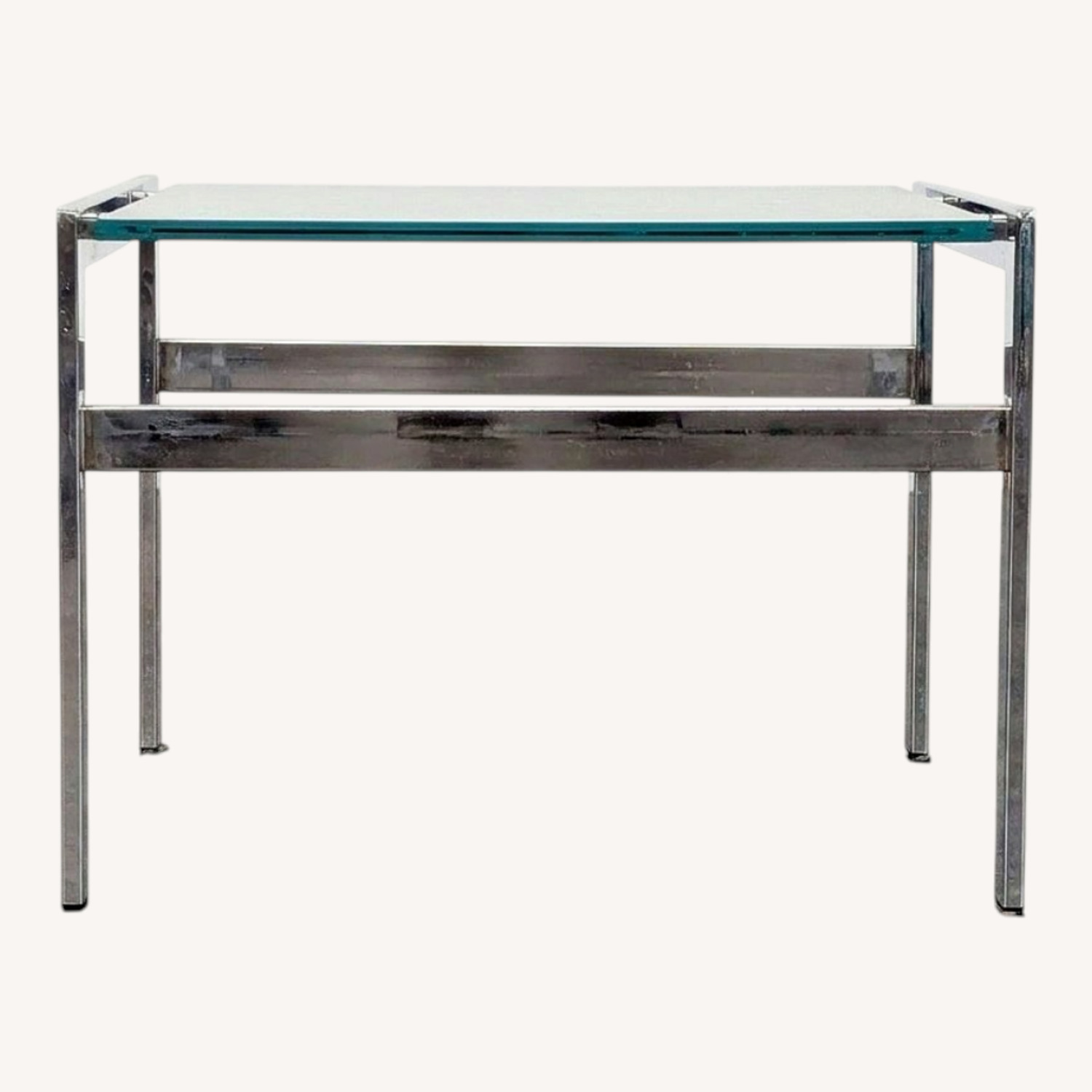 Glass and Chrome End Table - image-0