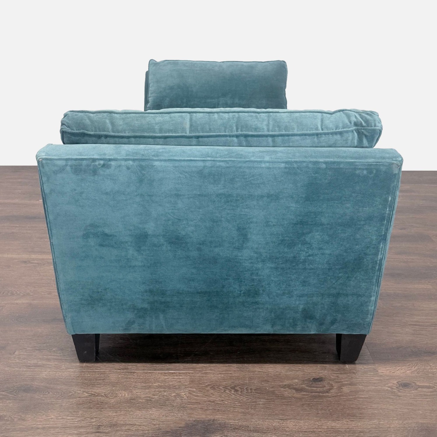 Living Spaces Blue Velvet Chaise Sofa - image-3