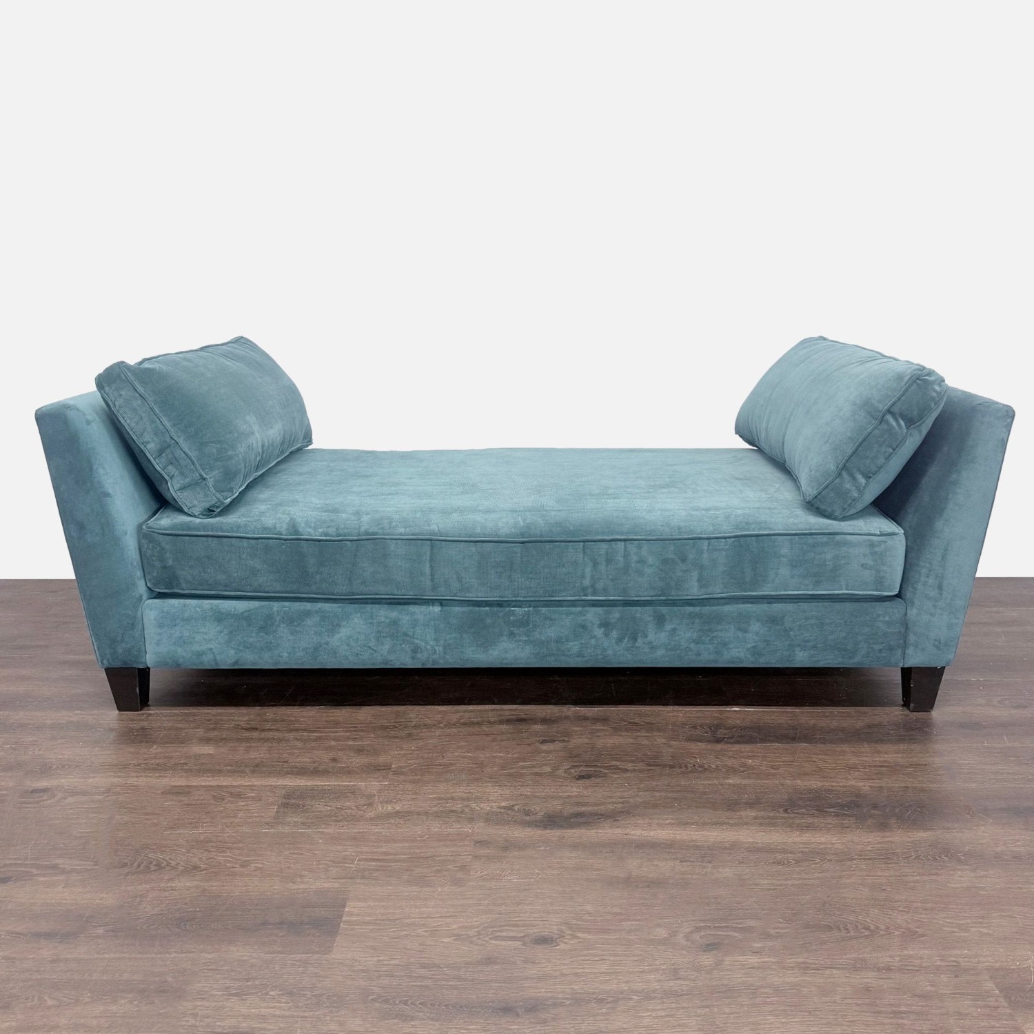 Living Spaces Blue Velvet Chaise Sofa - image-6
