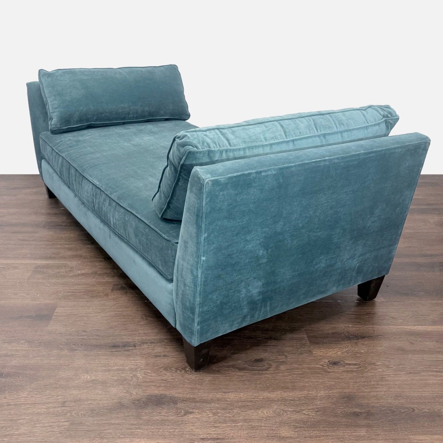 Living Spaces Blue Velvet Chaise Sofa - image-2