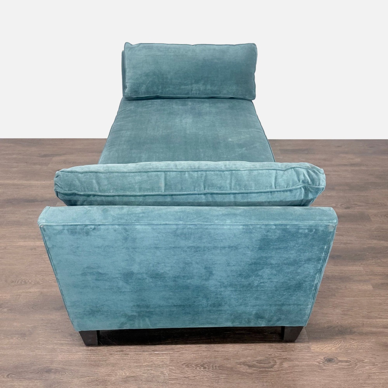 Living Spaces Blue Velvet Chaise Sofa - image-4