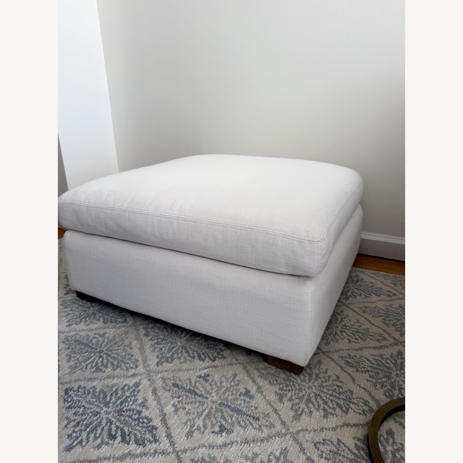 Restoration Hardware White Fabric Ottoman - image-3