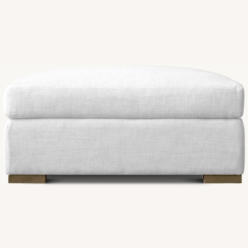 Used Restoration Hardware White Fabric Ottoman for sale on AptDeco