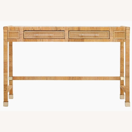 Used One Kings Lane Valentino Natural Rattan Desk for sale on AptDeco