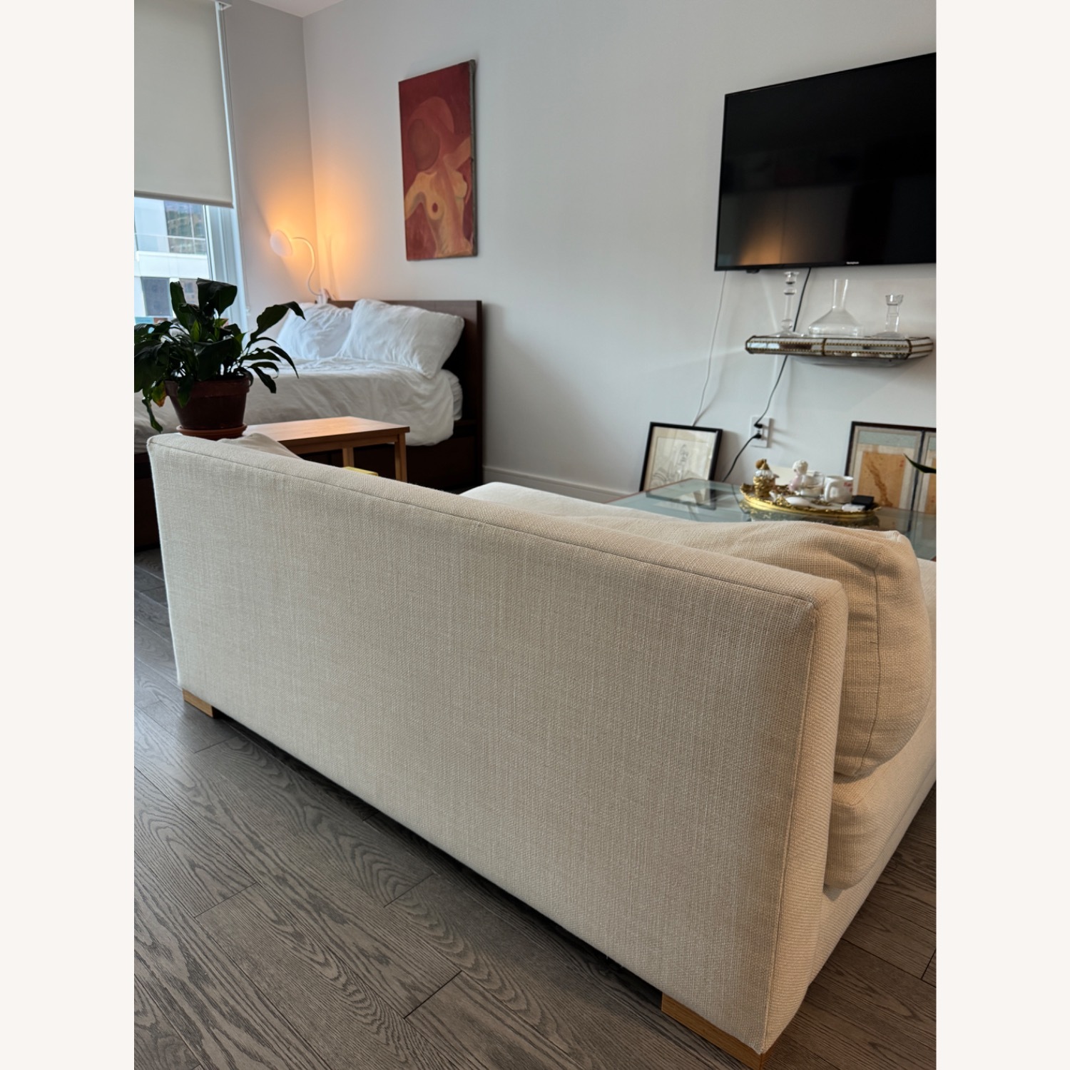 CB2 Natural Linen Loveseat - image-3
