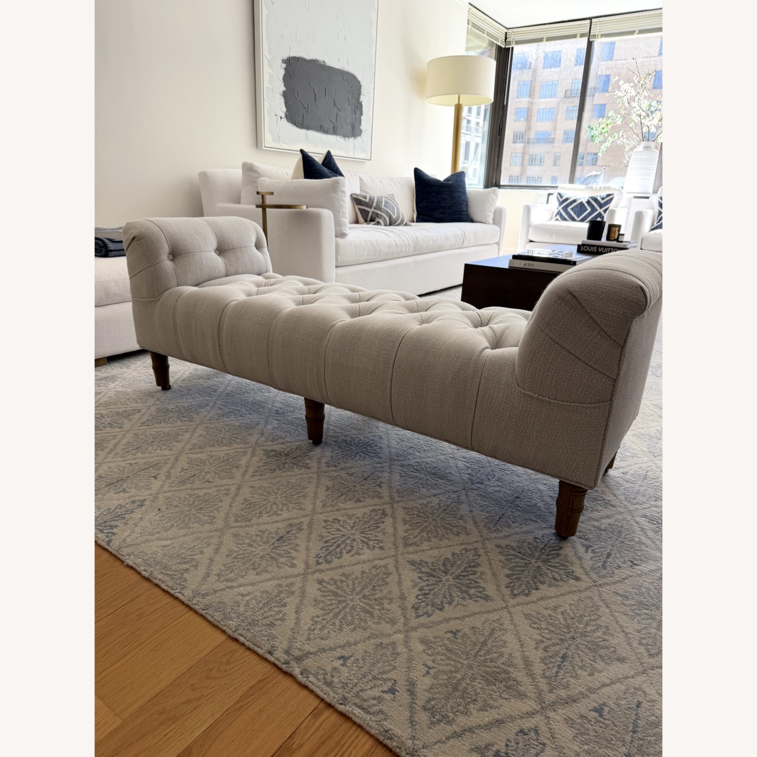 Restoration Hardware Natural Fabric Bench - image-2