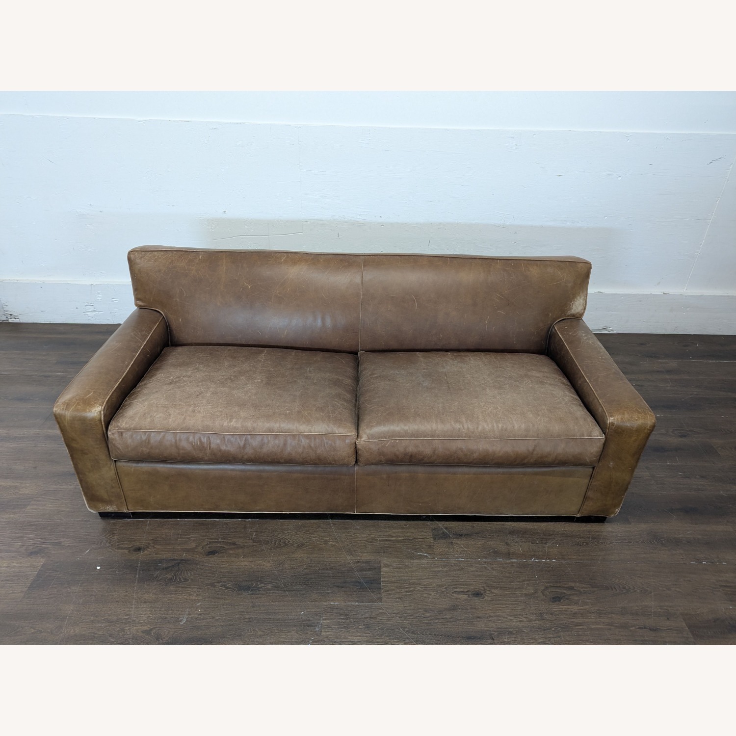 Mitchell Gold 3-Seat Brown Leather Sofa - image-2