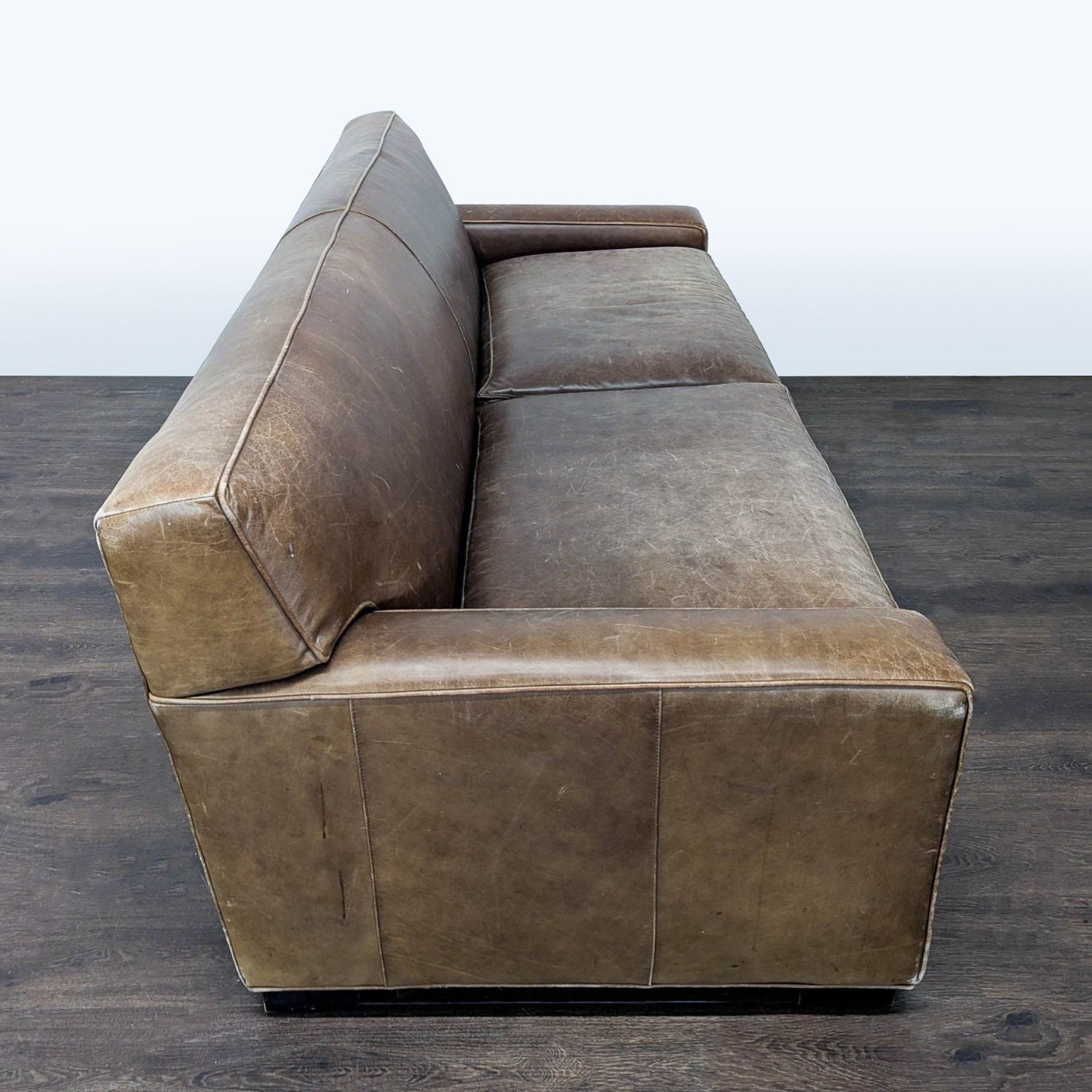 Mitchell Gold 3-Seat Brown Leather Sofa - image-6