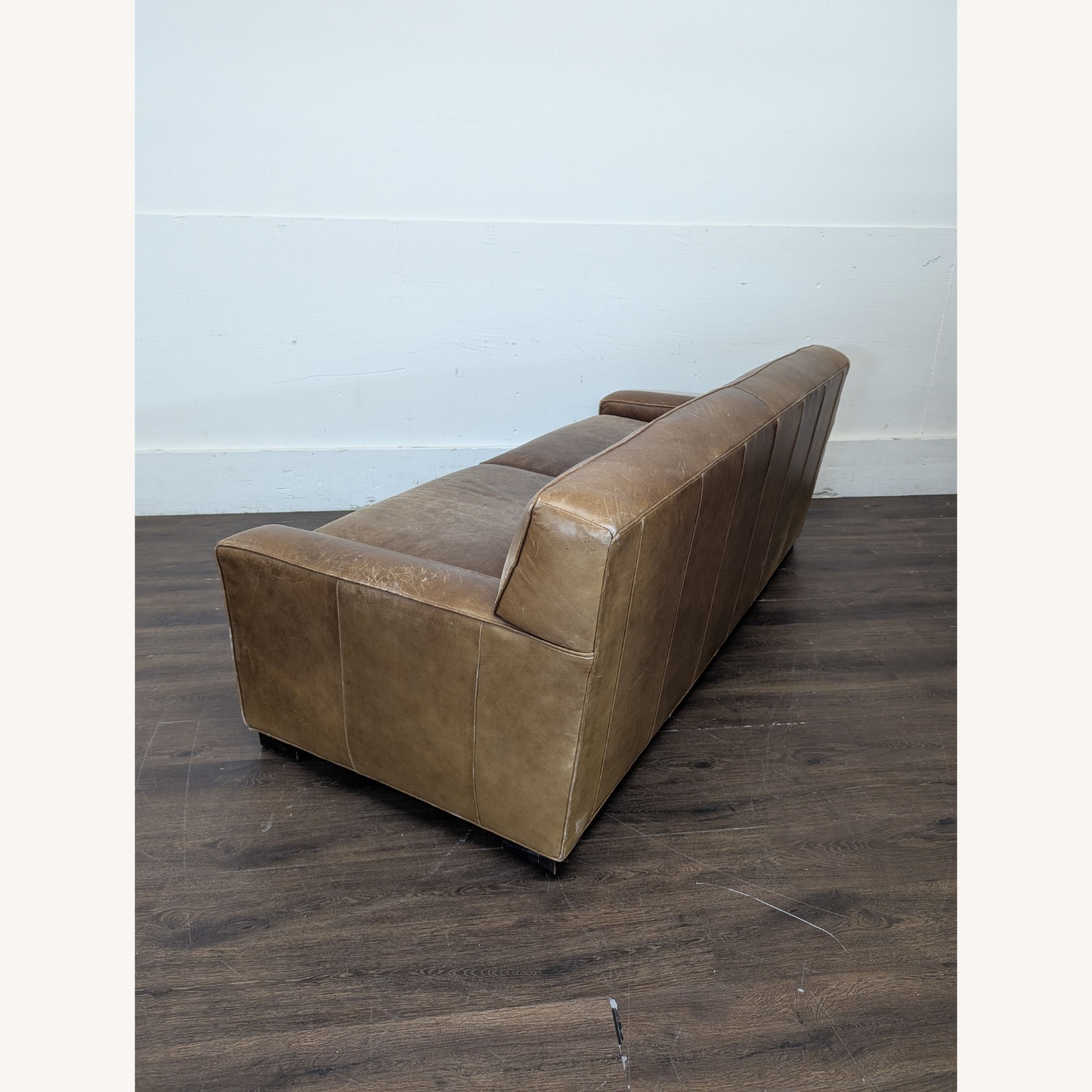 Mitchell Gold 3-Seat Brown Leather Sofa - image-8