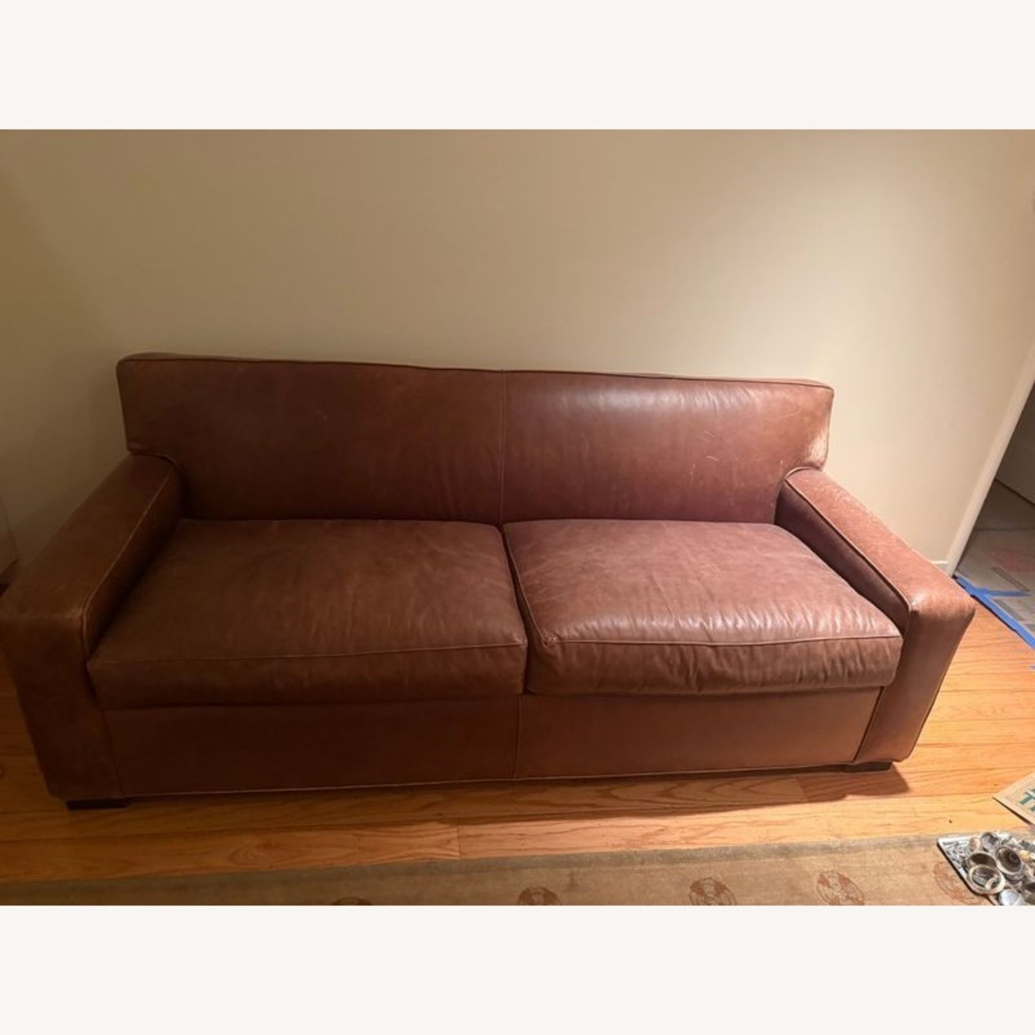 Mitchell Gold 3-Seat Brown Leather Sofa - image-3