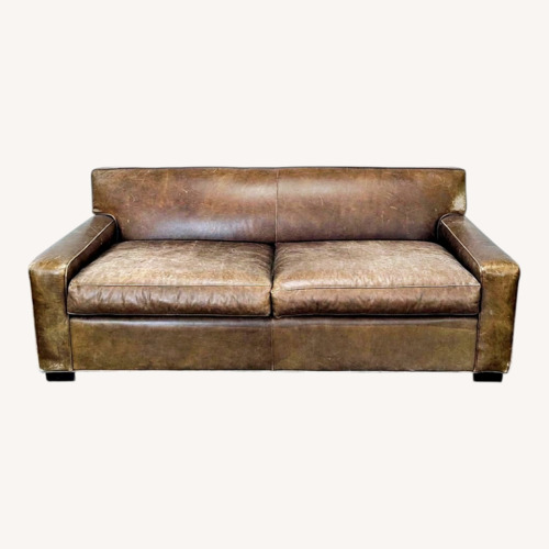Used Mitchell Gold 3-Seat Brown Leather Sofa for sale on AptDeco