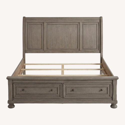 Used Ashley Furniture Light Gray Wood King Bed for sale on AptDeco