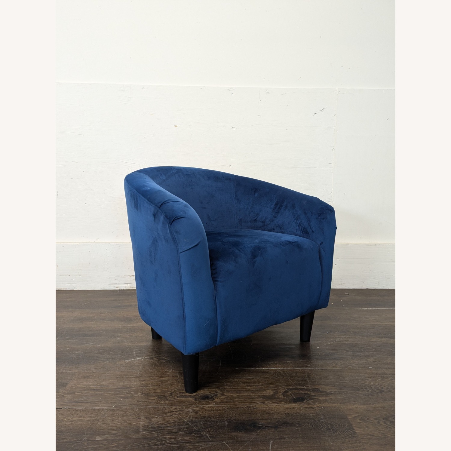 Modern Blue Velvet Lounge Chair - image-3
