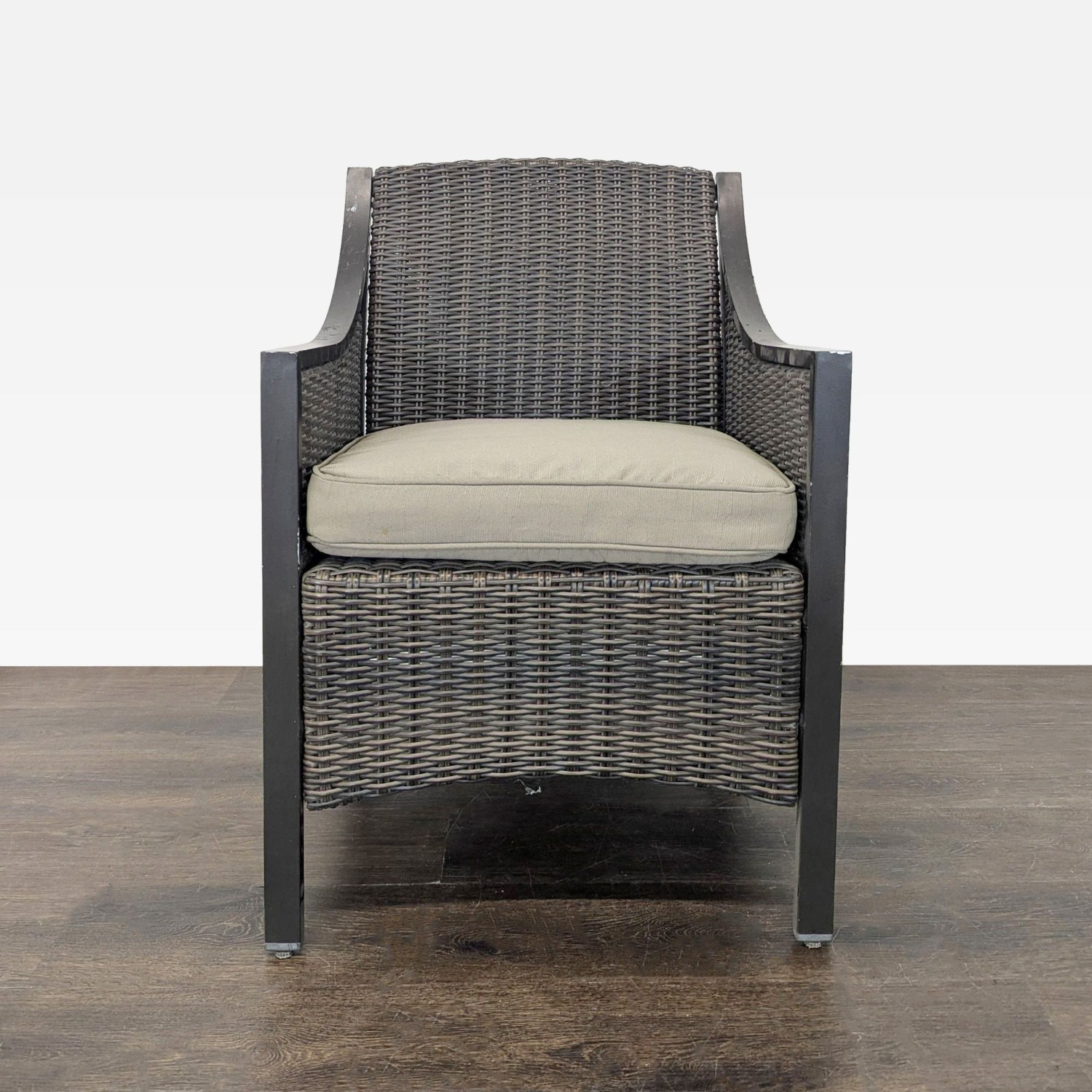 All Weather Wicker Patio Arm Chair with Cushion - image-6