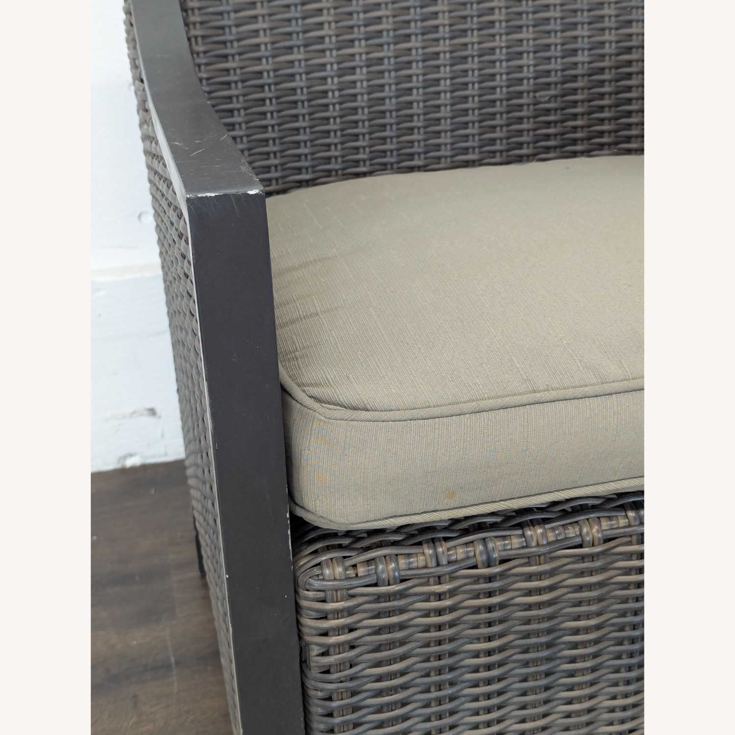 All Weather Wicker Patio Arm Chair with Cushion - image-2