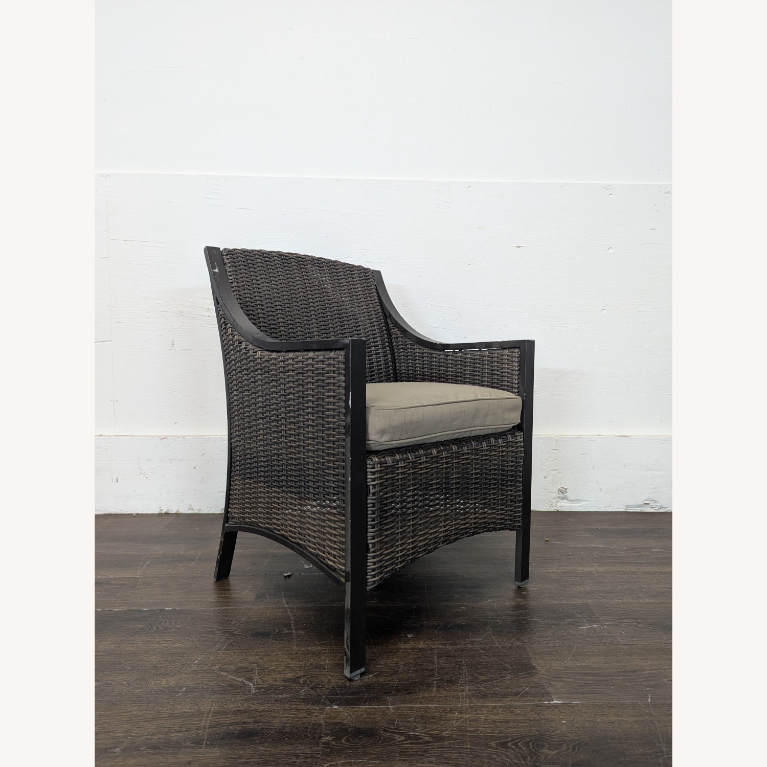 All Weather Wicker Patio Arm Chair with Cushion - image-7