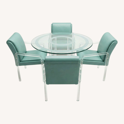 Used 48" Round Glass and Lucite Dining set for sale on AptDeco
