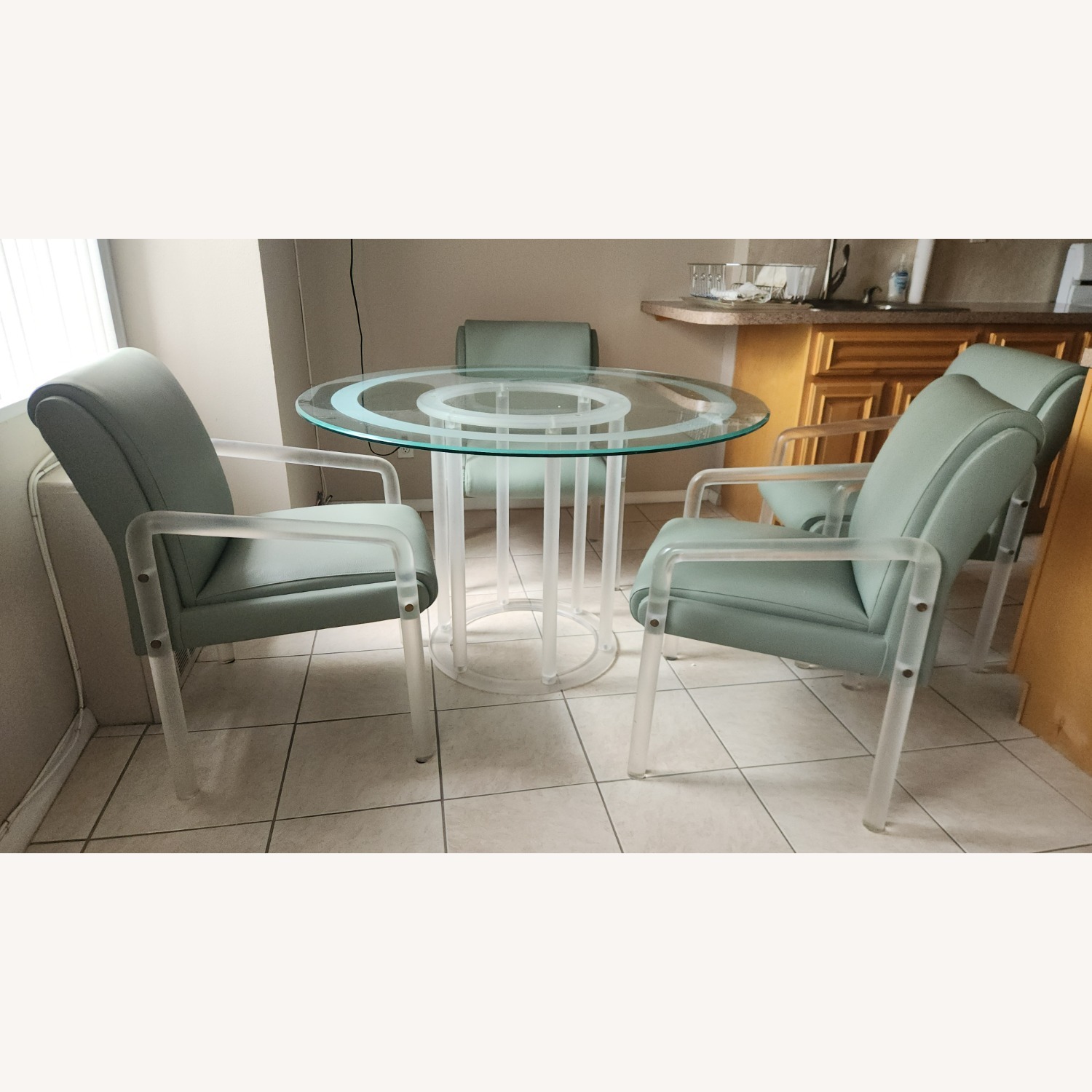 48" Round Glass and Lucite  Dining  set - image-2