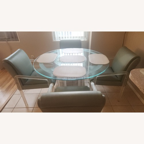 Used 48" Round Glass and Lucite  Dining  set for sale on AptDeco