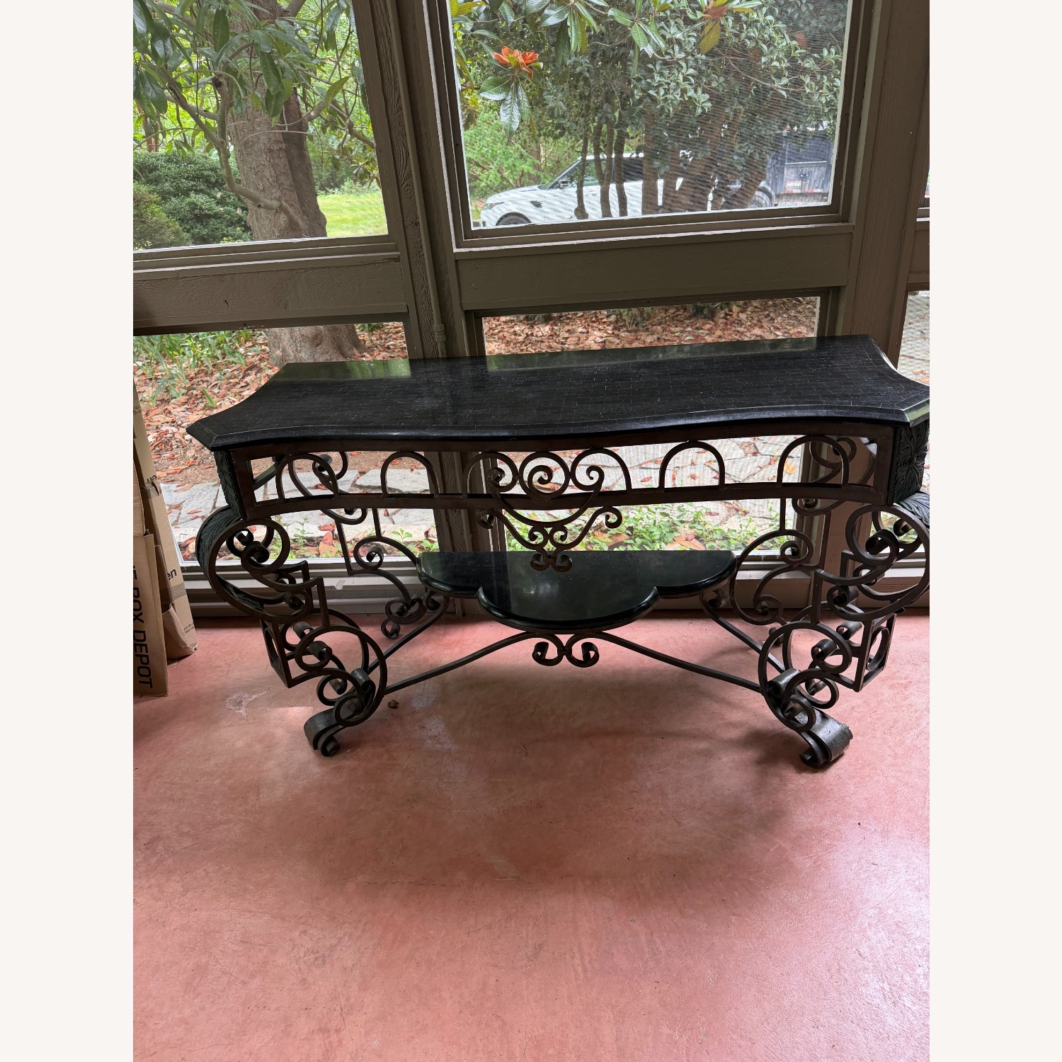 1980s French Iron Console With Marble Top - image-1