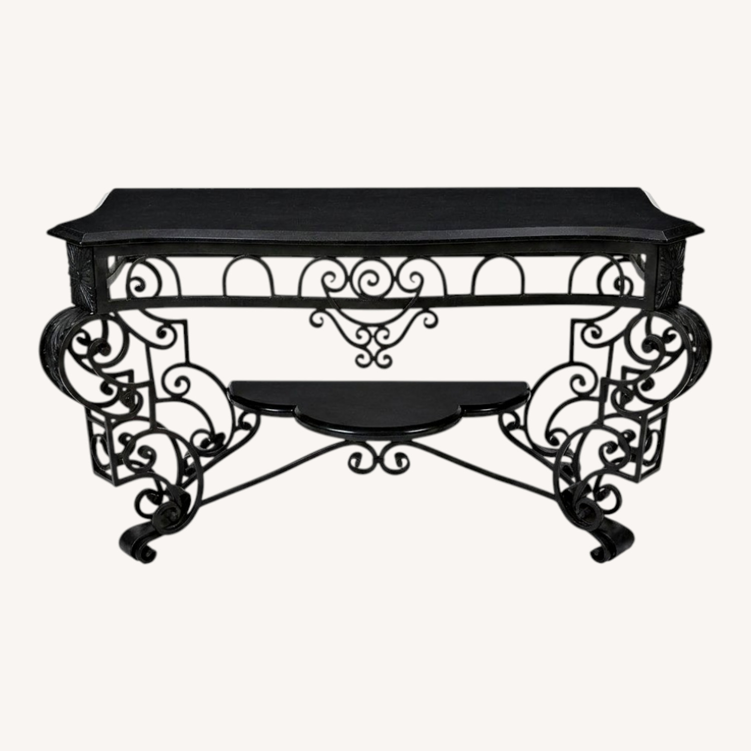 1980s French Iron Console With Marble Top - image-0