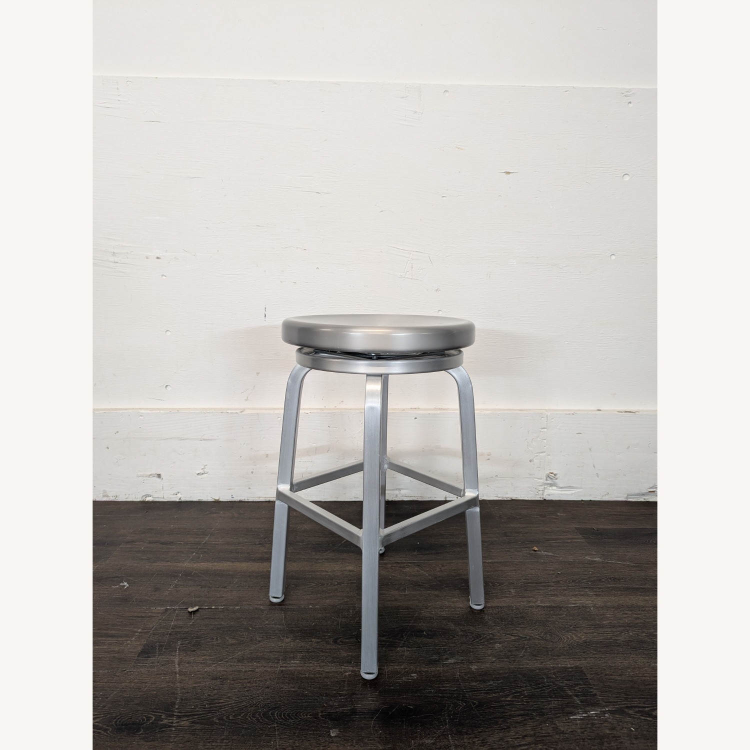 Crate & Barrel Brushed Aluminum Counter Stool - image-5