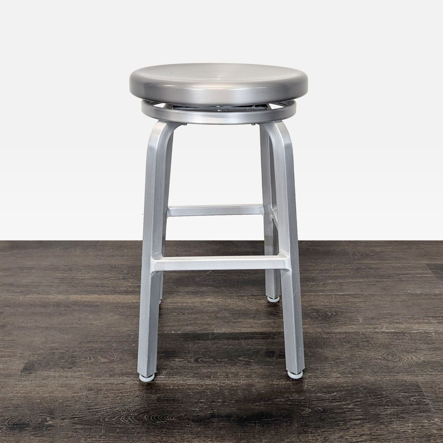 Crate & Barrel Brushed Aluminum Counter Stool - image-2
