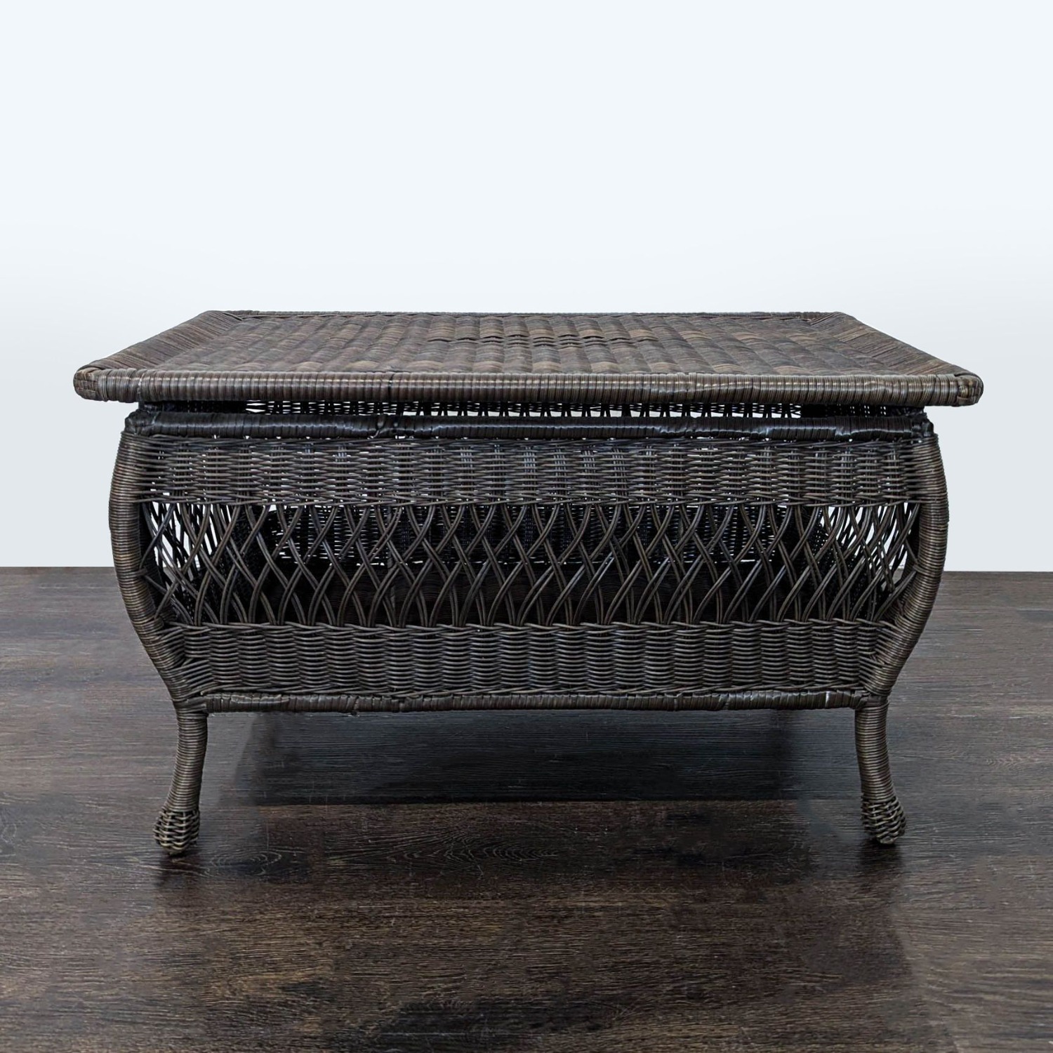 Dark Brown All Weather Wicker Coffee Table  - image-4