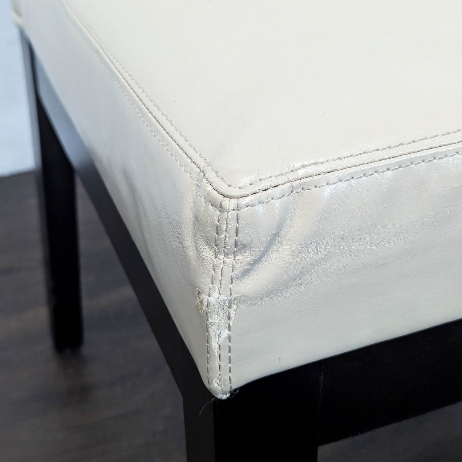 Pier 1 Imports Leather Dining Chair on Wood Legs - image-3