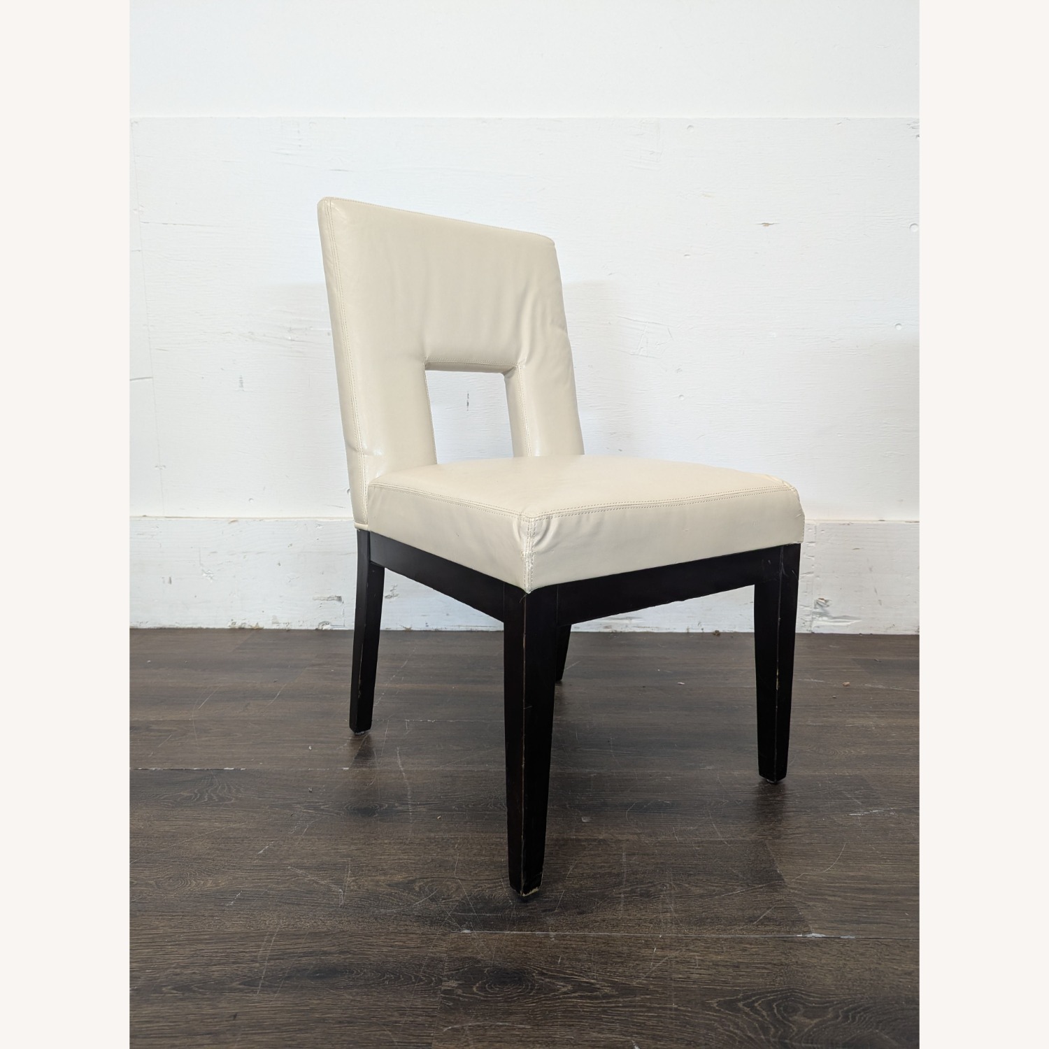Pier 1 Imports Leather Dining Chair on Wood Legs - image-2